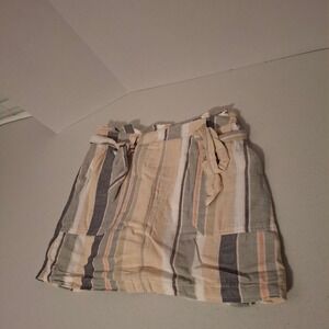 American Eagle Womens Linen Cotton Striped Paperbag Waist Skirt M (Measures S)